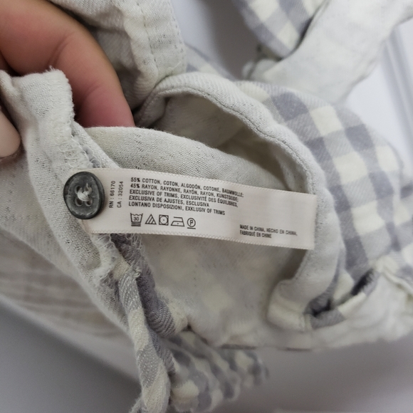 ANTHROPOLOGIE SATURDAY SUNDAY Gray Checkered Button Up Flannel Blouse … - Picture 8 of 8